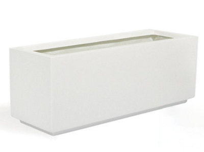 Primrose White Gloss Fibreglass Garden Indoor Outdoor Trough Planter 120Cm - image 1