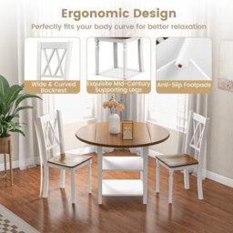 Gainoom 5 Pcs Dinning Table Set Kitchen Furniture Round Drop Leaf Dining Table 4 Chairs - thumbnail 8