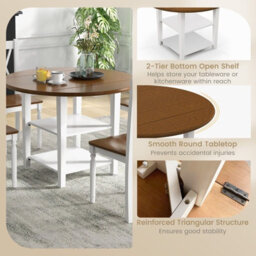 Gainoom 5 Pcs Dinning Table Set Kitchen Furniture Round Drop Leaf Dining Table 4 Chairs - thumbnail 7