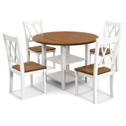 Gainoom 5 Pcs Dinning Table Set Kitchen Furniture Round Drop Leaf Dining Table 4 Chairs - thumbnail 1