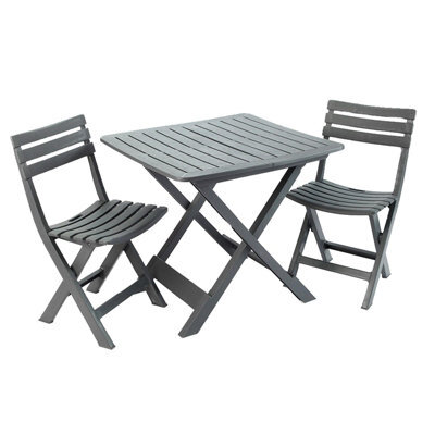 idooka Folding Camping Set 3 Piece Furniture Outdoor Leisure Garden Patio Portable Table & Chairs Black - image 1