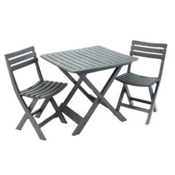 idooka Folding Camping Set 3 Piece Furniture Outdoor Leisure Garden Patio Portable Table & Chairs Black - thumbnail 1