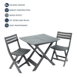 idooka Folding Camping Set 3 Piece Furniture Outdoor Leisure Garden Patio Portable Table & Chairs Black - thumbnail 7