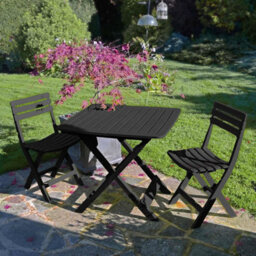 idooka Folding Camping Set 3 Piece Furniture Outdoor Leisure Garden Patio Portable Table & Chairs Black - thumbnail 6