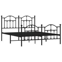 Berkfield Metal Bed Frame With Headboard And Footboard Black 150X200 Cm - thumbnail 4