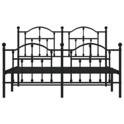 Berkfield Metal Bed Frame With Headboard And Footboard Black 150X200 Cm - thumbnail 5