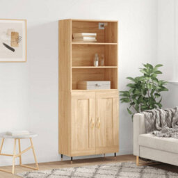 Berkfield Highboard Sonoma Oak 69.5X34X180 Cm Engineered Wood - thumbnail 1