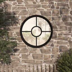 Vidaxl Garden Mirror Black 40X4 Cm Iron Round For Outdoor Use