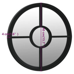 Vidaxl Garden Mirror Black 40X4 Cm Iron Round For Outdoor Use - thumbnail 6