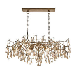 Luminosa Lighting Luminosa Rimini Pendant Ceiling Light Aged Gold Paint, Champagne Lustre Glass