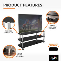 "Avf Classic 1.14M Glass Corner Tv Stand, For Tvs Up To 55"" - Black & Chrome" - thumbnail 5