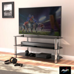 "Avf Classic 1.14M Glass Corner Tv Stand, For Tvs Up To 55"" - Black & Chrome" - thumbnail 3