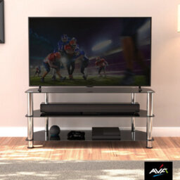"Avf Classic 1.14M Glass Corner Tv Stand, For Tvs Up To 55"" - Black & Chrome" - thumbnail 4
