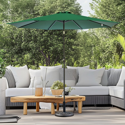 Sundaze 2.7M Green Round Garden Parasol Unbrella Outdoor Patio Crank Tilt With Base - image 1