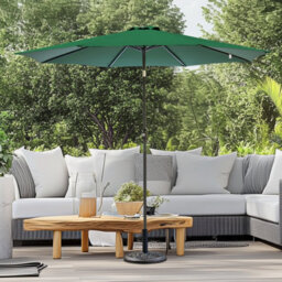 Sundaze 2.7M Green Round Garden Parasol Unbrella Outdoor Patio Crank Tilt With Base - thumbnail 1
