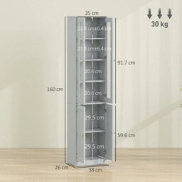 6-Tier Bathroom Storage Cabinet, Bathroom Cabinet Adjustable Shelf, Dusty Blue - thumbnail 2