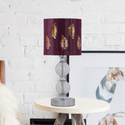 First Choice Lighting Chrome Two Ball Table Lamp With Burgundy Fern Shade - thumbnail 2