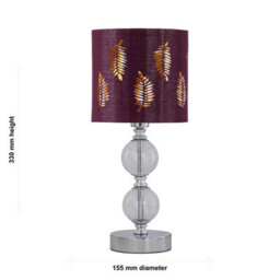First Choice Lighting Chrome Two Ball Table Lamp With Burgundy Fern Shade - thumbnail 6