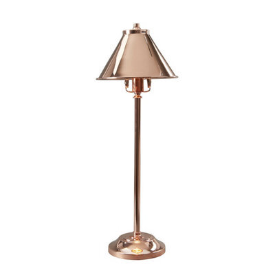 Elegant Polished Copper Led Table Lamp With Stylish Stem For Home And Office