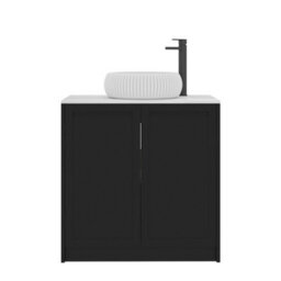 Royal Bathrooms Royal Bathroom Elmore 800mm Matt Nocturne Black Freestanding Countertop Bathroom Vanity Unit 2 Door With Milan Basin - thumbnail 7