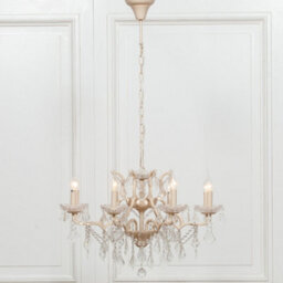 Cream 8 Branch Shallow Cut Glass Chandelier - thumbnail 1