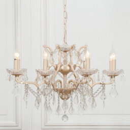 Cream 8 Branch Shallow Cut Glass Chandelier - thumbnail 2