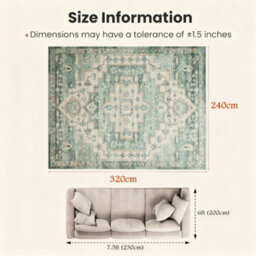 Bedlooms Ember Cashmere Rug 240X320Cm, Tribal Geometric Medallion, Anti Slip, Stain Resistant, Large Living Area Rug - thumbnail 7