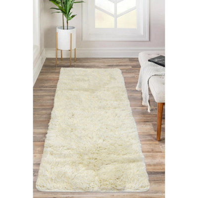 Melrose Super Soft Washable Shaggy Ivory Area Runner Rug 067/180Cm - image 1