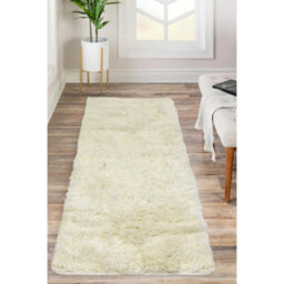 Melrose Super Soft Washable Shaggy Ivory Area Runner Rug 067/180Cm - thumbnail 1