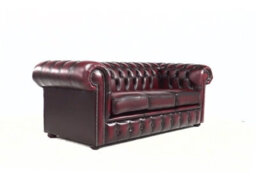 Chesterfield 3 Seater Antique Oxblood Red Leather Sofa Bespoke In Classic Style - thumbnail 3