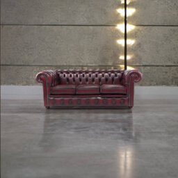 Chesterfield 3 Seater Antique Oxblood Red Leather Sofa Bespoke In Classic Style - thumbnail 4