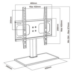 Ttap Fixed Tabletop Pedestal Tv And Monitor Stand Tt44F  Height Adjustable - thumbnail 3