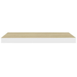Berkfield Floating Wall Shelves 2 Pcs Oak And White 60X23.5X3.8 Cm Mdf - thumbnail 5