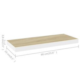 Berkfield Floating Wall Shelves 2 Pcs Oak And White 60X23.5X3.8 Cm Mdf - thumbnail 8