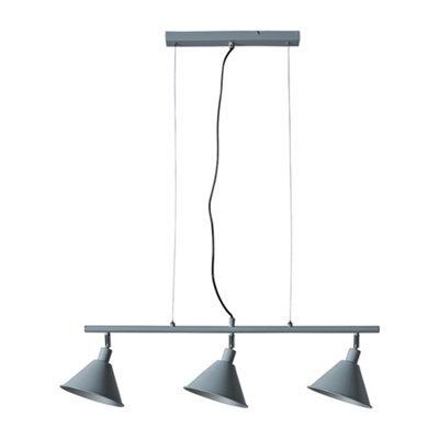Valuelights Brisner 3 Way Suspended Ceiling Light With Grey/silver Metal Cone Shades - Includes 4W Led Golfball Bulb 3000K - image 1