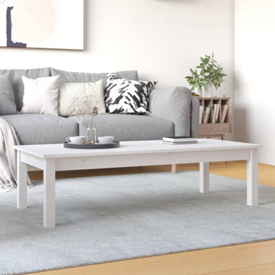 Berkfield Coffee Table White 110X50X30 Cm Solid Wood Pine - image 1