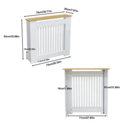 Fativo Vertical Radiator Cover Grill Shelf Cabinet Mdf Wood Modern Traditional Furniture (H 830 X W 780 X D 200 mm) - thumbnail 2