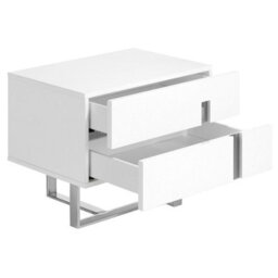 Angel Cerda Stylish White Wood Bedside Table With Chrome Legs - thumbnail 6