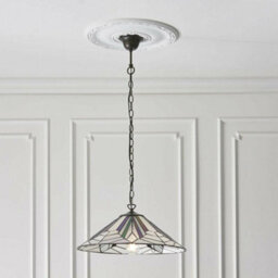Tiffany Glass Hanging Ceiling Pendant Light Bronze Chain Deco Lamp Shade I00077 - thumbnail 5