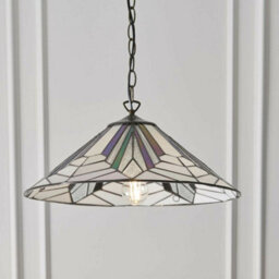 Tiffany Glass Hanging Ceiling Pendant Light Bronze Chain Deco Lamp Shade I00077 - thumbnail 4