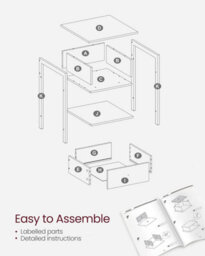 LEDREM Nightstand, Bedside Table, Side Table With Drawer And Shelf, End Table, Bedroom, Living Room, Easy Assembly, Steel Frame - thumbnail 8