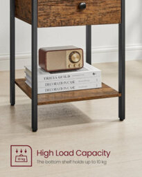LEDREM Nightstand, Bedside Table, Side Table With Drawer And Shelf, End Table, Bedroom, Living Room, Easy Assembly, Steel Frame - thumbnail 6
