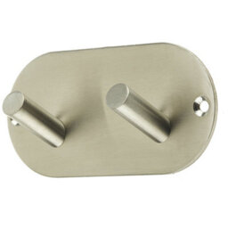 Loops Satin Stainless Steel Double Robe Hook - 90X45mm Elegant Design - Wall Mounted Clothing Hook