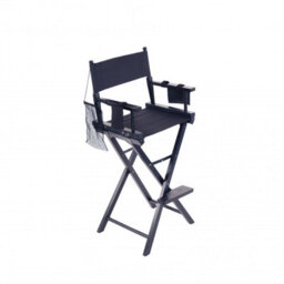 Oypla Professional Black Wooden Folding Director Makeup Chair With 2 Storage Pouches - thumbnail 7