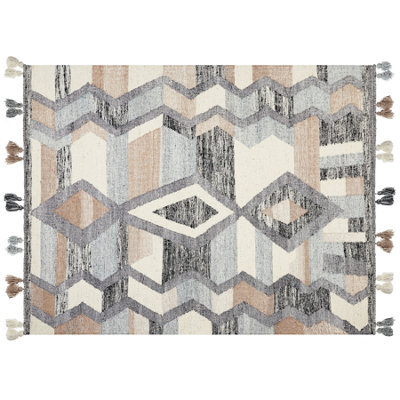 Beliani Rug Aygezard Multicolour 160 X 230 Cm Wool Kilim - image 1