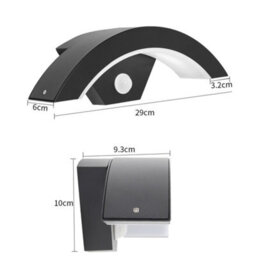 Living And Home Waterproof Outdoor Led Wall Light Curved Shaped Garden Lamp With Pir Motion Sensor - thumbnail 6