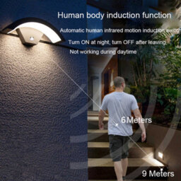 Living And Home Waterproof Outdoor Led Wall Light Curved Shaped Garden Lamp With Pir Motion Sensor - thumbnail 4