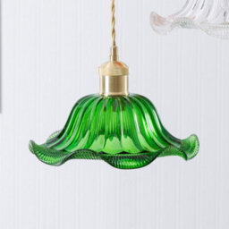 Valuelights Cassia Gold Hanging Triple Ceiling Pendant Light Fitting With Multi Coloured Frill Flower Glass Lampshades - thumbnail 6
