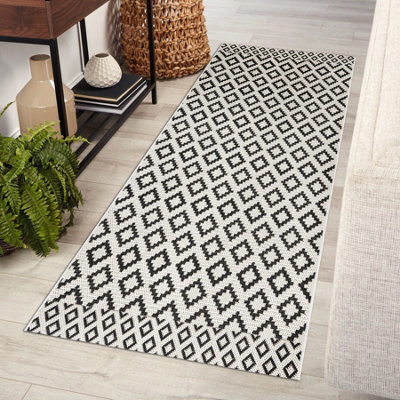 RugsX Carpet Sisal Flat 49361960 Rhombuses Cream Black 80X150 Cm - image 1