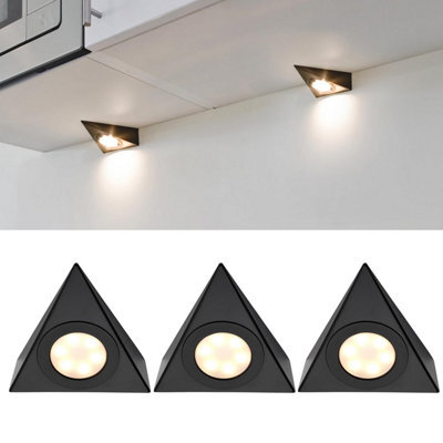 National Lighting Colour Changing (Cct) 2.5 W Led Under Cabinet Light - Triangle Design Kitchen / In A 200 Lm Matt Black 3000 K